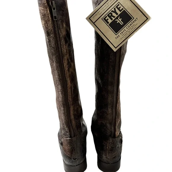 Frye Melissa Button Riding Boot Distressed Glazed Chocolate Brown 8.5 EU 39 BNWT